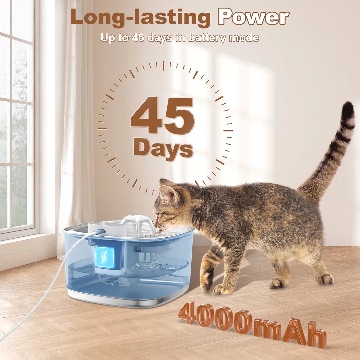 Furmate™ Wireless Stainless Steel Pet Water Fountain