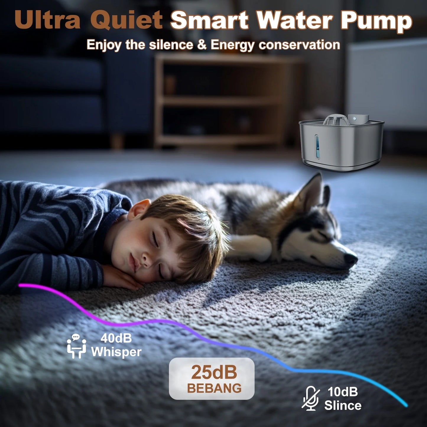 Furmate™ Wireless Stainless Steel Pet Water Fountain