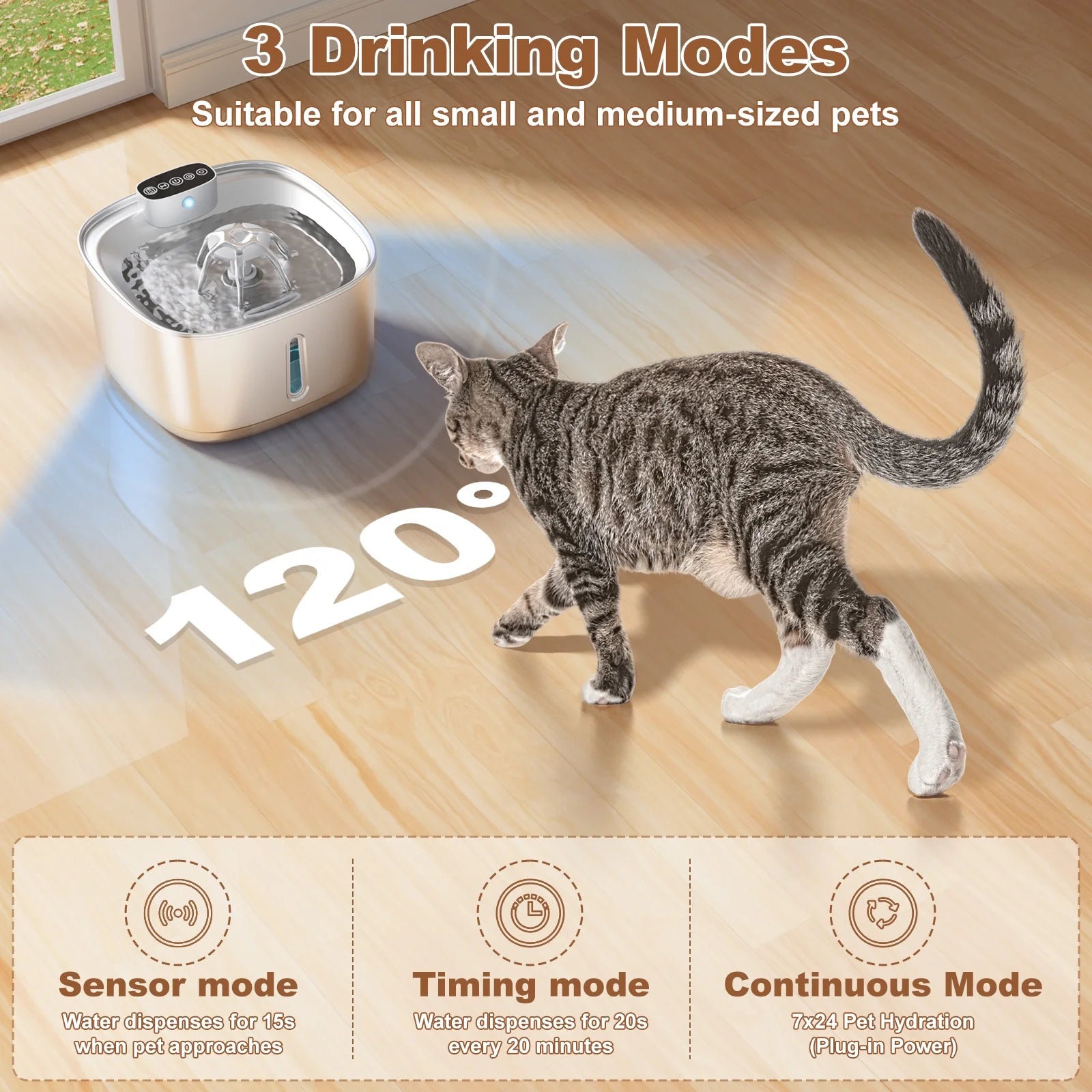Furmate™ Wireless Stainless Steel Pet Water Fountain